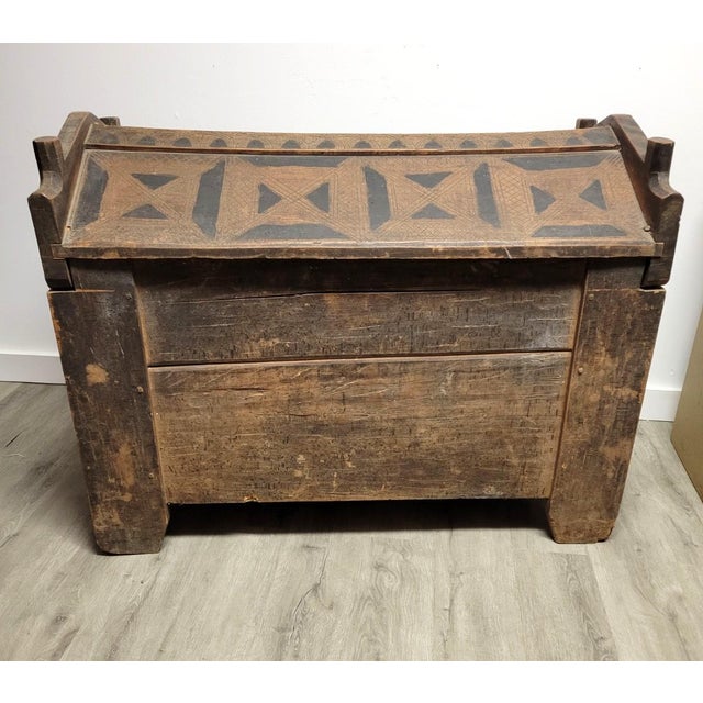 Mid-19th Century Carpathian Folk Art Dowry Chest With Peaked Lid For Sale - Image 12 of 12