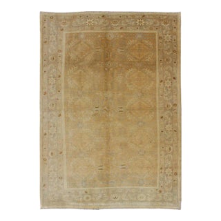 Multi-Medallion Vintage Turkish Oushak Rug With Floral Design 4'5"x6'6" For Sale