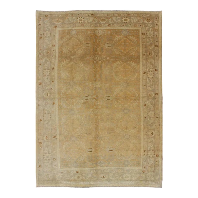 Multi-Medallion Vintage Turkish Oushak Rug With Floral Design 4'5"x6'6" For Sale