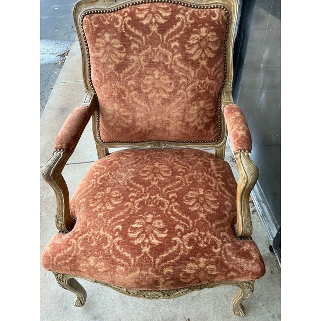 William Switzer Cerused Carved Fruitwood French Louis XV Style Arm Chair For Sale - Image 11 of 14