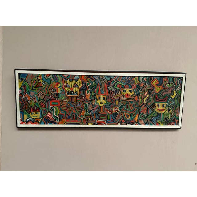 Mid-Century Modern P. Schwabe, The Masks, 1962, Oil Painting on Canvas, Framed For Sale - Image 3 of 12