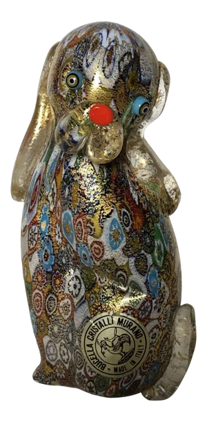 Vintage Bucella Murano Italian Hand Blown Art Glass Dog Figurine