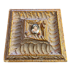 Late 19th Century Victorian Hand Painted Portrait Plaque Mounted on Frame