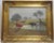 This is a lovely oil on canvas of a country landscape. The work depicts a group of cows grazing in a field with a pond....