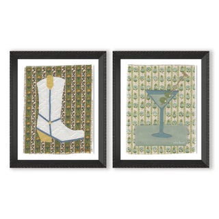 Annie Jane and Domino by Willa Heart in Brimfield Black Frame, Set of 2 Mini Art Prints For Sale