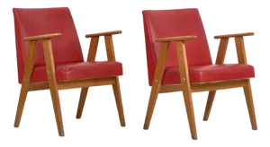 Set of Vintage Red Armchairs, 1960s. Set of 2