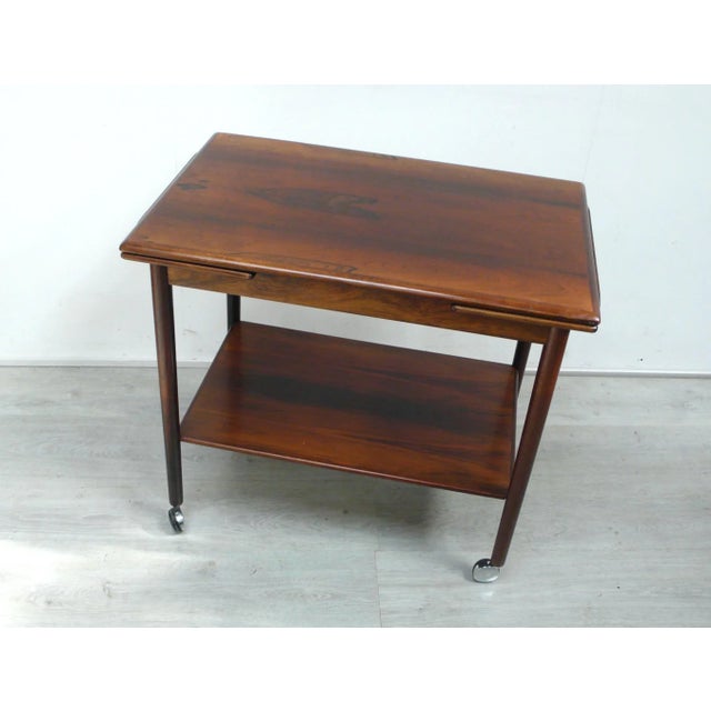 Wood Danish Modern Extendable Side Table in Tulipwood from Dyrlund, 1960s For Sale - Image 7 of 9