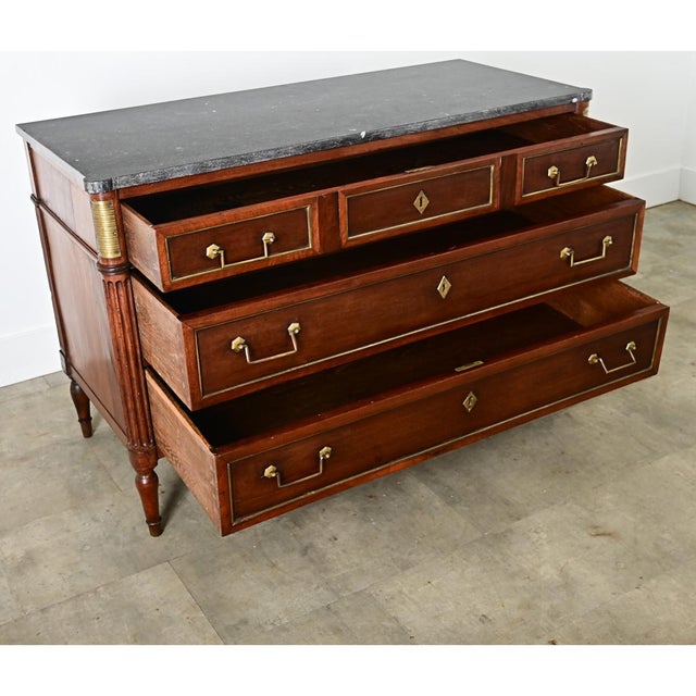 French 19th Century Louis XVI Style Walnut & Marble Commode For Sale - Image 12 of 12