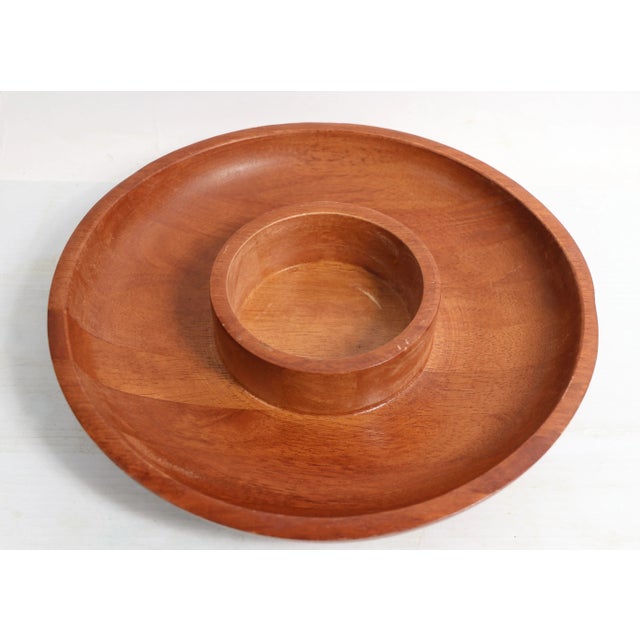 Mid 20th Century Mid Century Solid Mahogany Chip and Dip Made in Thailand For Sale - Image 5 of 6