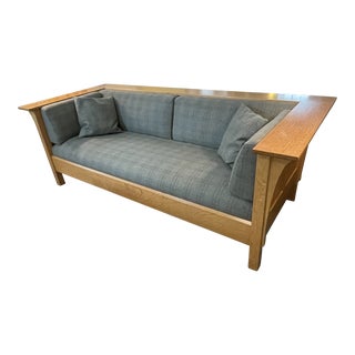 Stickely Mission Sofa With Ralph Lauren Plaid Upholstery For Sale