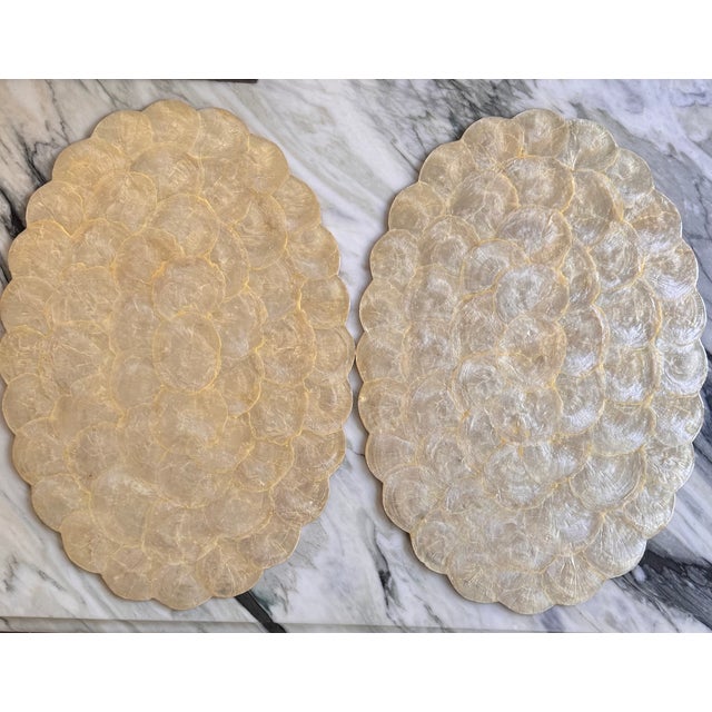 1990s Capiz Shell Oval Placemats - Set of 12 For Sale - Image 10 of 14