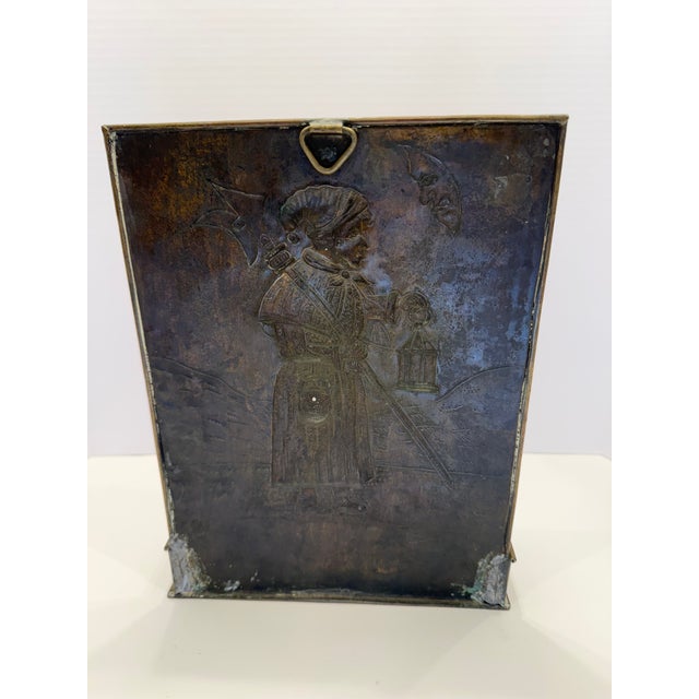 Victorian Antique Victorian-Era Repousse Brass Wall-Mounted Match Holder For Sale - Image 3 of 3