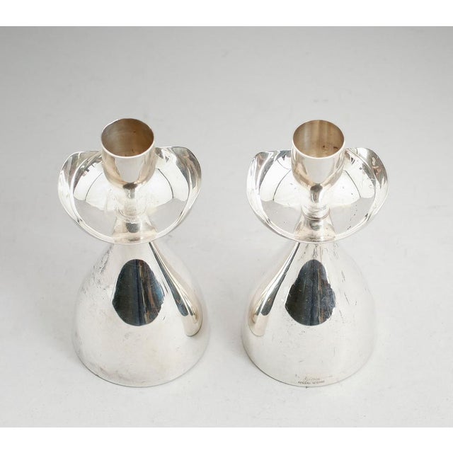 Mid-Century Modern Silver Candleholders by Gosthlin, Sweden, 1960s, Set of 2 For Sale - Image 3 of 5