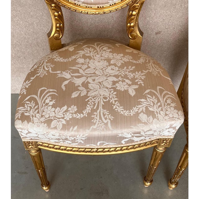 Early 20th Century French Louis XVI Style Parcel Gilt and Painted Side Chair For Sale - Image 12 of 18