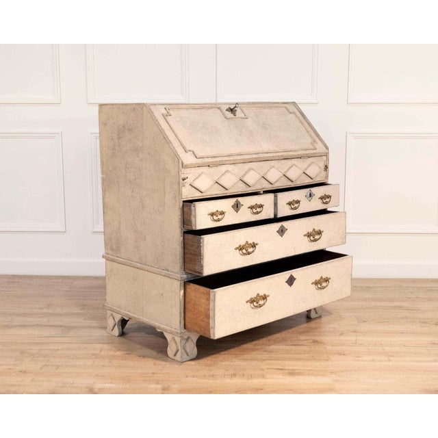 19th-century Scandinavian bureau with exquisite carved detailing For Sale - Image 4 of 16