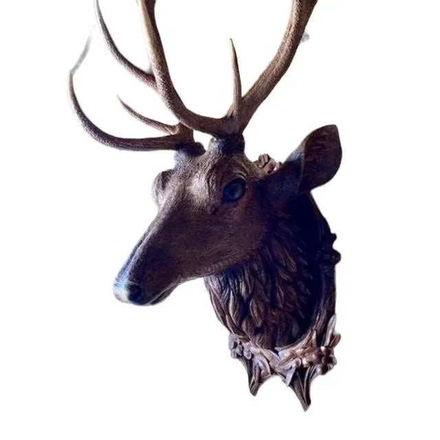 1900 - 1909 Antique Black Forest Stag Deer Head Wood Carved Sculpture Carving For Sale - Image 5 of 7