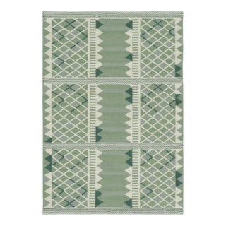 Contemporary Scandinavian Style Green Geometric Wool Rug by Rug & Kilim, India For Sale