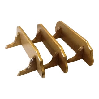 Vintage Gold Wood Wall Shelves With Plate Groove For Sale