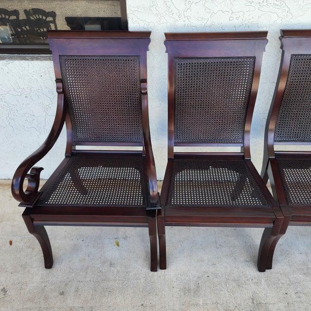 Stanley British Colonial Dining Chairs American Craftsman Collection Set of 6 For Sale - Image 9 of 18