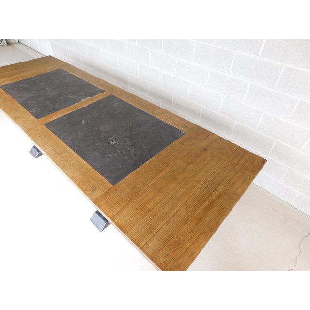 French Arhaus Wilhelm Blue Stone Marble Top Dining Table For Sale - Image 3 of 12