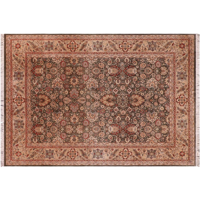 Green Shabby Chic 1990's Pak-Persian Green/Tan Wool Rug - 9'1'' X 11'10'' For Sale - Image 8 of 9