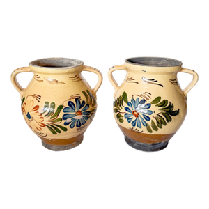 Vintage Large Hand Painted Folk Art Jugs, Eastern European- a Pair
