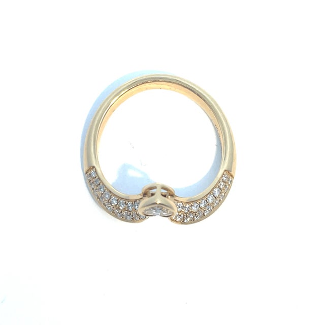 18k Yellow Gold Pave Diamond Bypass Ring, Size 6.75 For Sale - Image 9 of 10