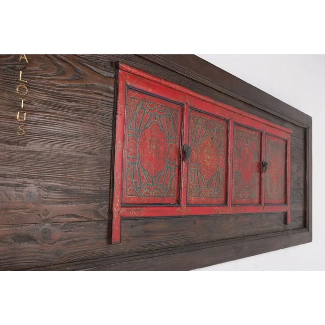 Tibetan Doors Blue Lotus Wall Decoration For Sale - Image 6 of 8