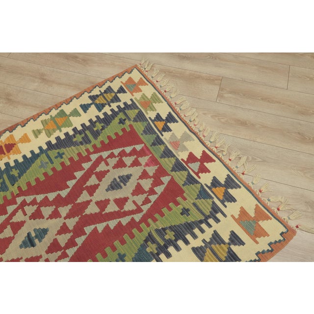 1970s Tribal Style Geometric Design Handmade Oushak Kilim Rug For Sale - Image 9 of 13