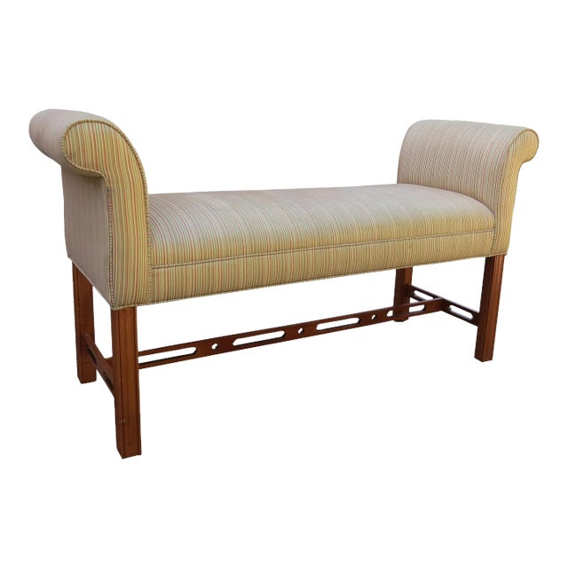 Vintage Ethan Allen Upholstered Window Bench For Sale