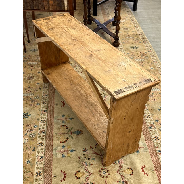 American Pine Wood Console Table With Display Shelf, Vintage For Sale - Image 3 of 12