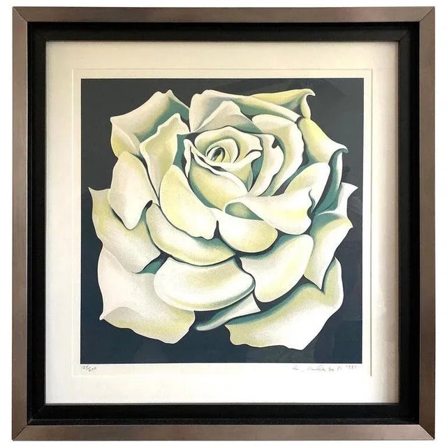 Lowell Nesbitt White Rose Limited Edition Lithograph in Custom Frame, Circa 1981 For Sale - Image 13 of 13