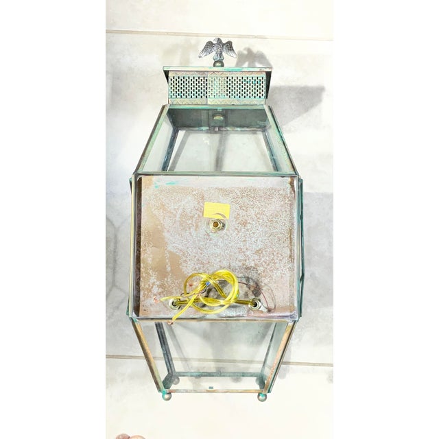 Vintage Solid Brass Outdoor Wall Lantern / Wall Sconce 9”w X 9”.5 D X 19”.5 H For Sale - Image 12 of 13