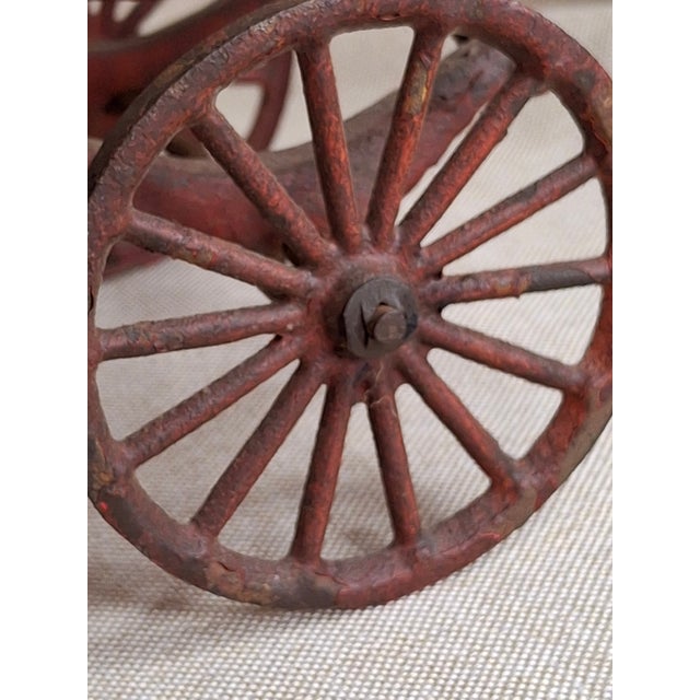 Large Vintage 21" Cast Iron 3-Horse Fire Pumper Wagon Toy - Utexiqual / Kenton Style For Sale - Image 11 of 18