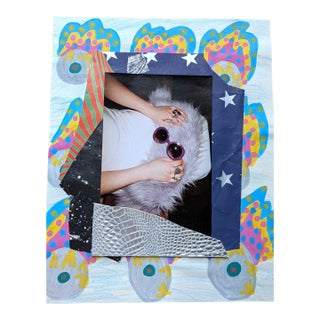 Contemporary Abstract Sunglasses Flaming Eyeball Fashion Mixed Media Analog Collage For Sale