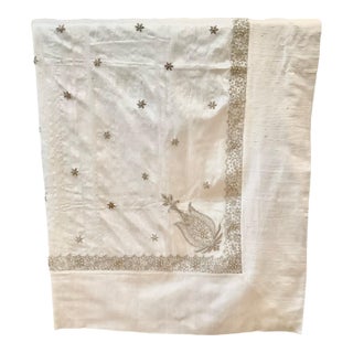 Sethi & Sethi Asian Zardosi Embroidered Beaded Silk Dupioni Throw/ Tabletopper For Sale