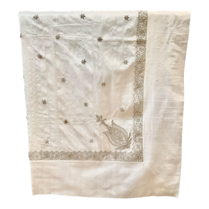 Sethi & Sethi Asian Zardosi Embroidered Beaded Silk Dupioni Throw/ Tabletopper