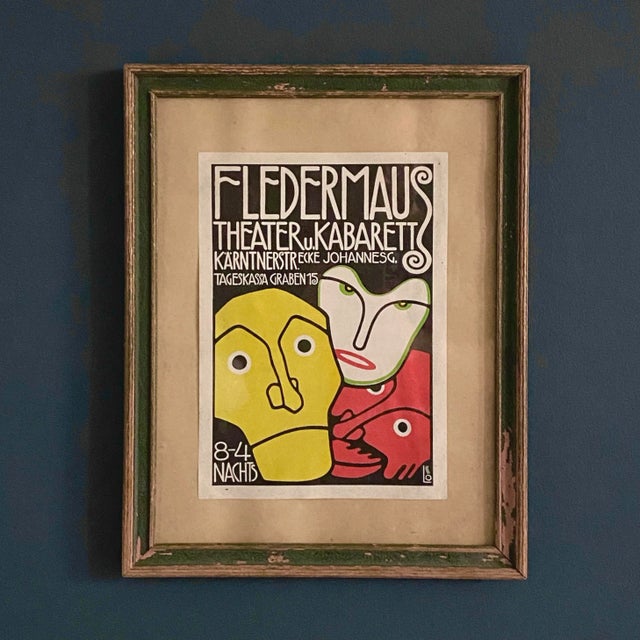 Berthold Loeffler - Three Masks, Fledermaus Theater and Cabaret, 1907(Framed Original Lithograph). Printed by Albert...