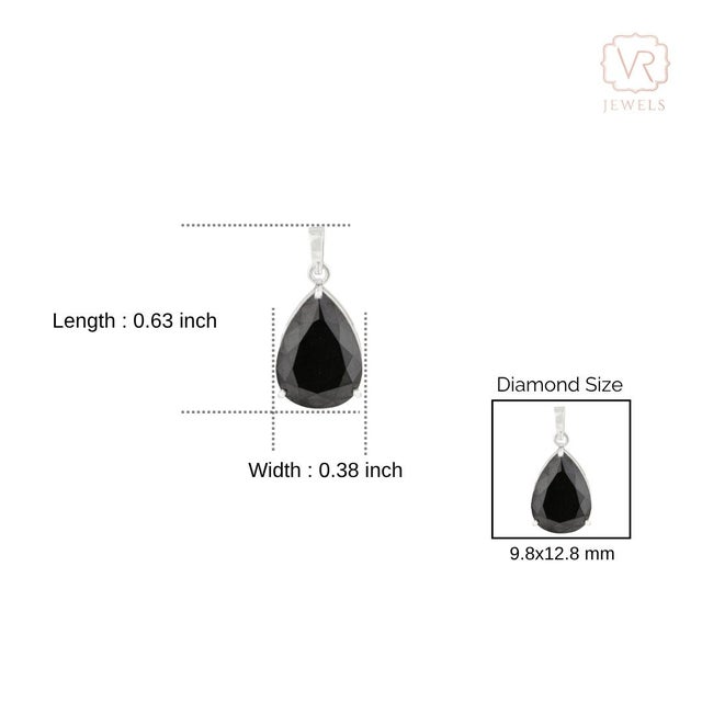 VRJewels 5.89ct Bold Black Diamond Pear Cut Solitaire Pendant in 14k White Gold For Sale - Image 11 of 14