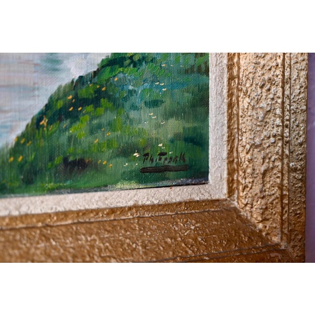 1950s Ph. Frank, River Landscape at Dusk, 1950s, Oil on Canvas, Framed For Sale - Image 5 of 8