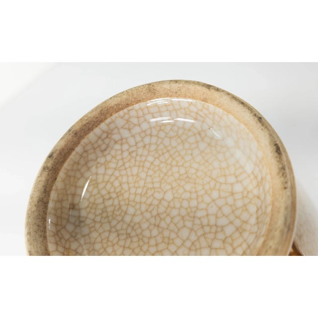 Early 20th Century Chinese Beige Crackle Vase With Bird and Prunus Branch For Sale - Image 12 of 13