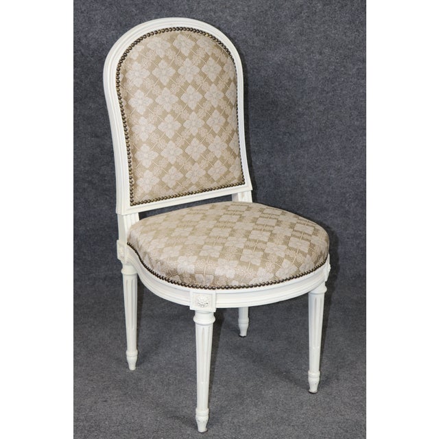 Wood Set 12 1960's Louis XVI Style French Painted Dining Chairs Manner of Jansen For Sale - Image 7 of 15