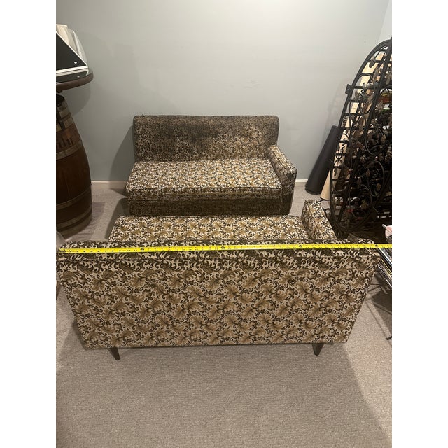 Vintage 1960s Mid-Century Modern American Sectional Sofa With Original Damask Upholstery For Sale - Image 10 of 12