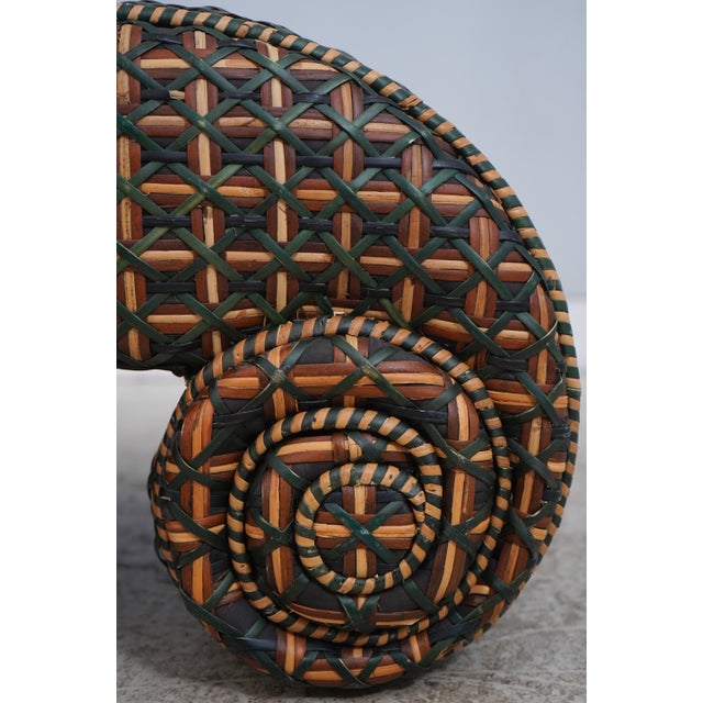 Mackenzie Childs Scrolled Base Woven Wicker Stool For Sale - Image 9 of 11