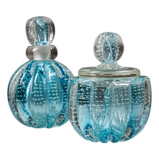 Mid-20th Century Hollywood Regency Style Murano Glass Bottles, Italy For Sale