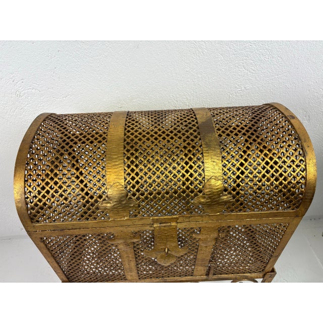 Mid-Century Spanish Hand Wrought Iron Gilded Chest on Stand For Sale - Image 11 of 12