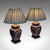 This is a pair of vintage table lamps. An Oriental, ceramic baluster form accent light with Continental revival taste,...