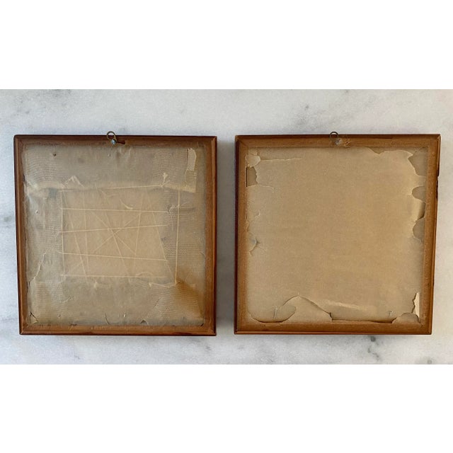 Wood Pair of Vintage Framed Floral Needlepoints For Sale - Image 7 of 8