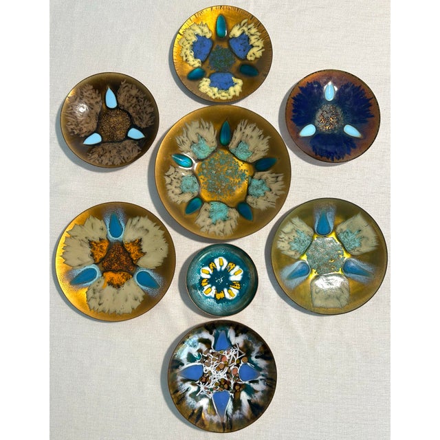 Mid 20th Century Gump's Signed Original Edwards Star Copper & Enamel Plates - 18 Piece Set For Sale - Image 9 of 12