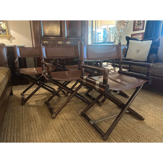 Brown Late 20th Century McGuire Organic Modern Director's Dining Chairs - A Set of Six For Sale - Image 8 of 9